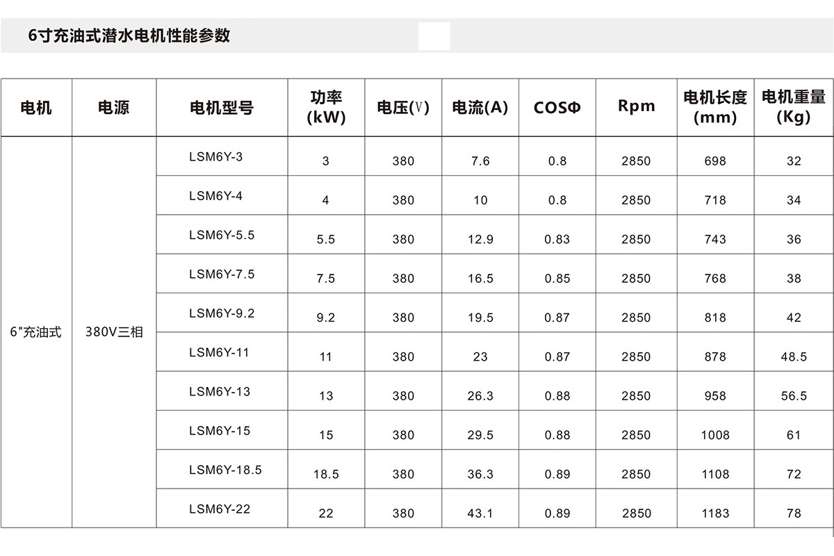 6寸充油式潛水電機(圖2)